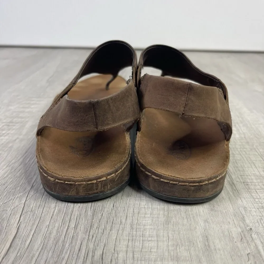 Chaco Womens Wayfarer Post Thong Sandals Toffee Leather Slingback Size 10 EUC M - Picture 5 of 9